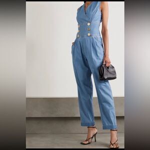 Balmain Blue Denim jumpsuit, S